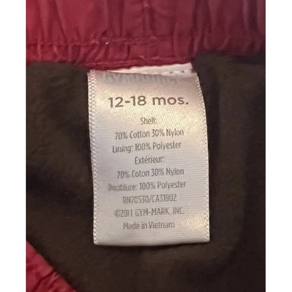 Gymboree Boys 12-18M Grizzly Lake Burgundy Jersey Lined Pull On‎ Cargo Pants